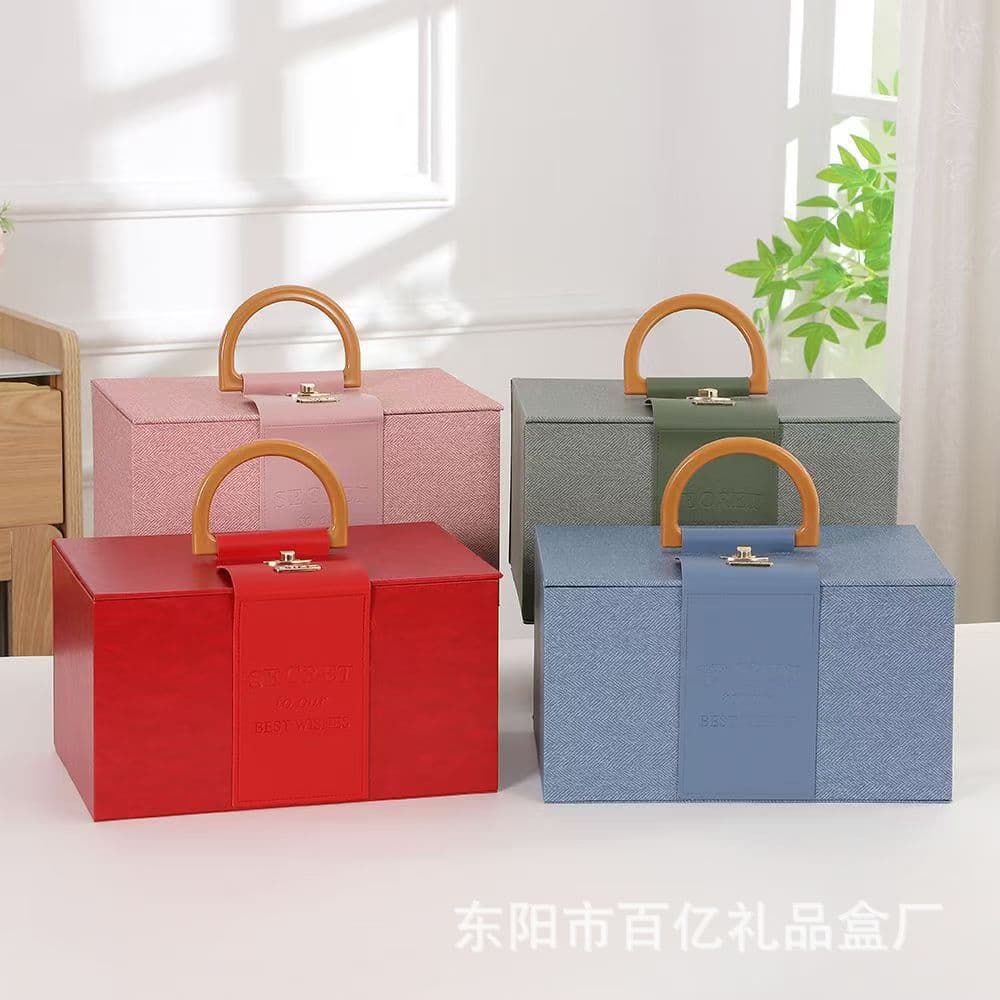 Creative gift box gift packaging box wedding bridesmaid portable wooden hard box holiday decoration empty box