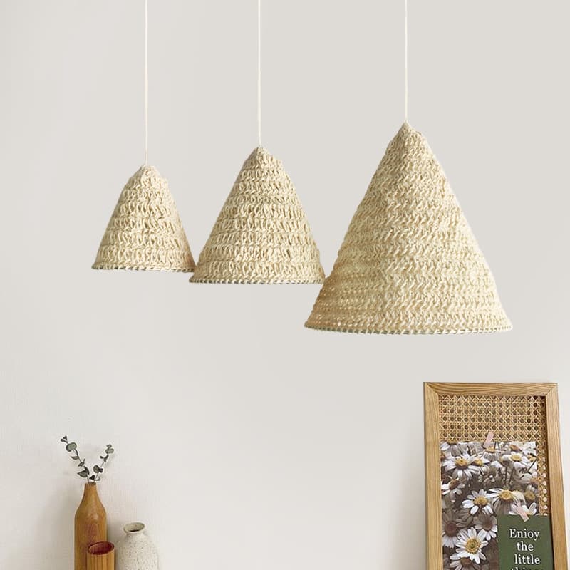 New cross-border crochet white hemp rope lampshade, suitable for living room, bedside, and showroom decoration.