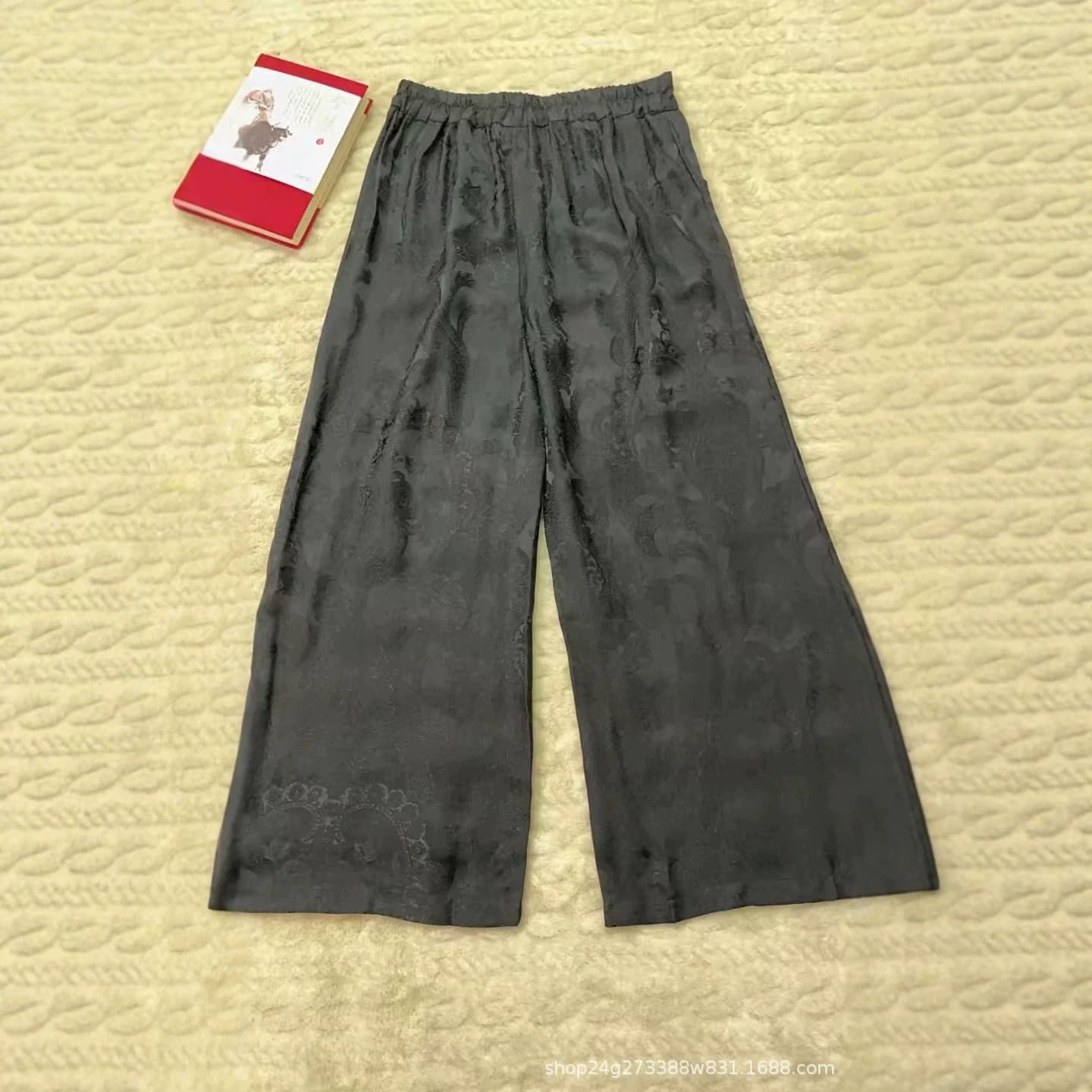 2026 new product new Chinese style women's mid-waist casual pants loose breathable semi-elastic waist trousers