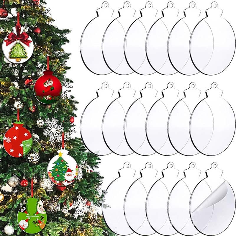 Cross-Border New Product Christmas Decoration Ornaments Blank Plastic Acrylic Laser Cut PMMA Transparent Acrylic Discs