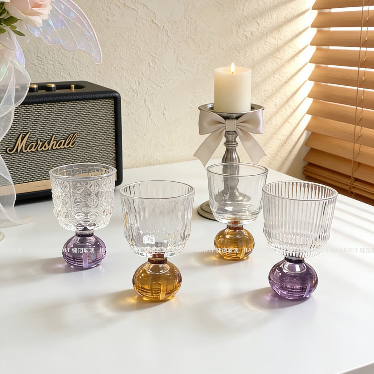 Ins-Style High-Aesthetic Purple and Coffee-Colored Ball-Bottom Glass Creative Whiskey Glass, Liquor Glass, Juice Glass