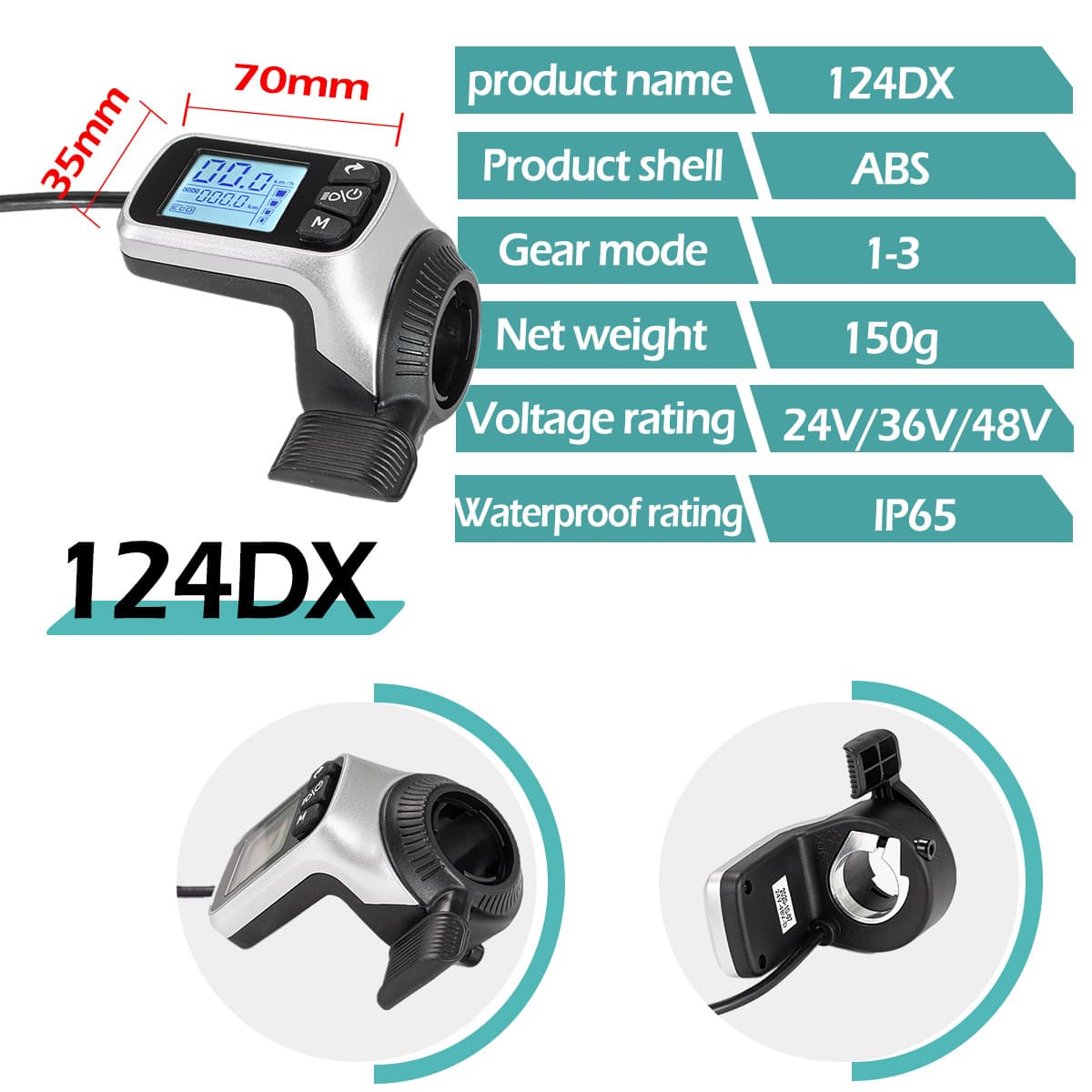 Cross-border hot-selling bicycle and mountain bike lithium battery power assist modification accessories 124DX LCD monitor, standard connector