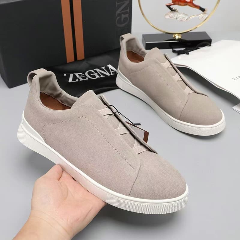 Guangzhou Z Men's Slip-On Fashion Sneakers Elastic Band Soft Sole Cowhide Leather Casual Shoes
