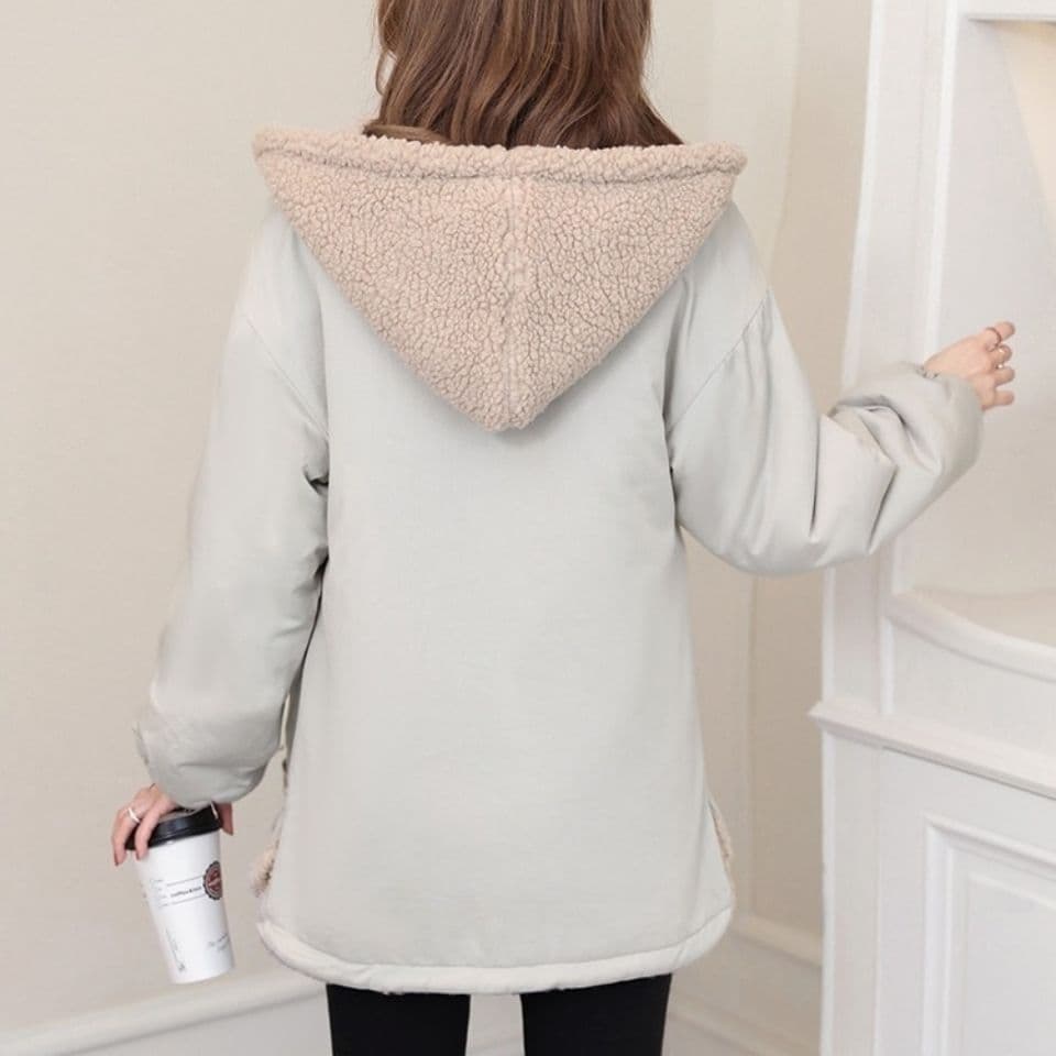 Maternity outerwear for women, autumn/winter new style winter Korean baby-carrying large clothing loose fleece-lined thickened padded coat