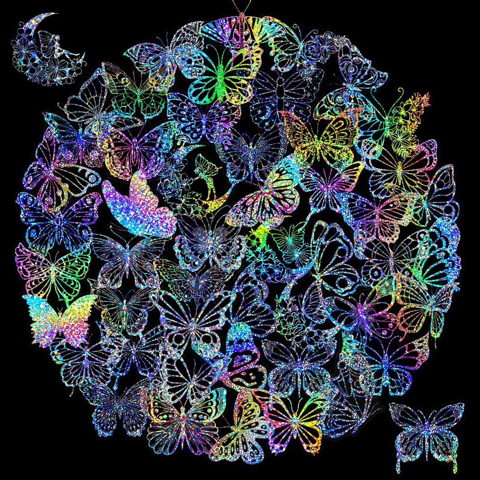 Cross-border Direct Sourcing 100 Transparent Butterfly Holographic Stickers Holographic Stickers Laser Flash Holographic