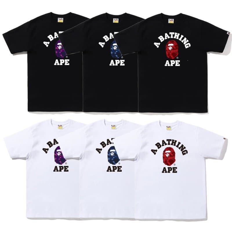 Overseas Wholesale Japanese Street Style Camouflage Shark Tiger Ape Color-Block Glow-in-the-Dark Short Sleeve Couple Loose T-Shirt