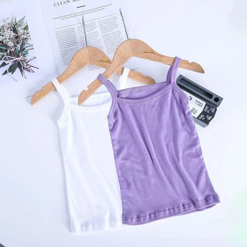 Summer girls' camisole vest, solid color ribbed baby top, baby girl's base layer, Korean style children's clothing
