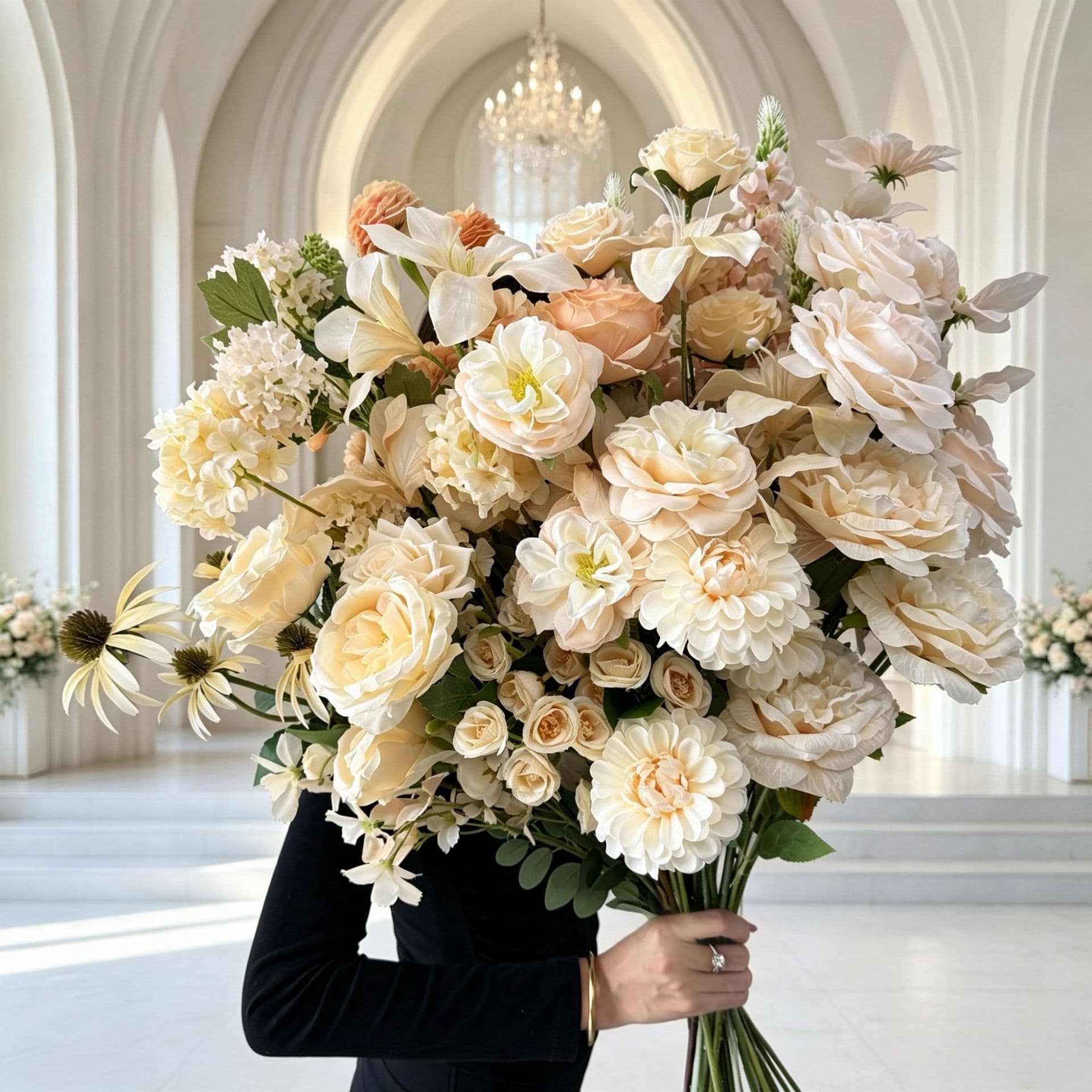 Champagne color artificial flowers for wedding scene decoration, flower wall ceiling decoration, commercial window display floral arrangements, faux flowers
