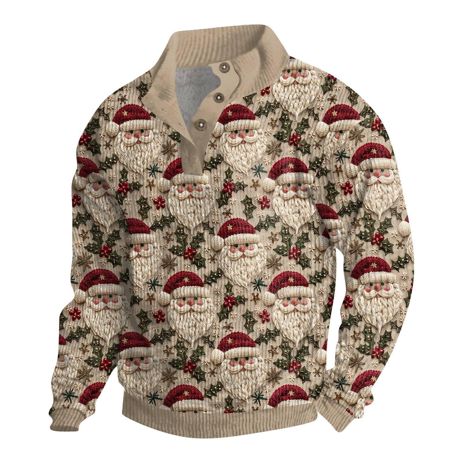 2025 New Cross-border Trade Fashion Amazon AliExpress Trendy Loose Winter Christmas 3D Four-Button Hoodie