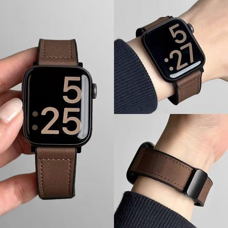 Suitable for Xiaomi Mi Band 9pro autumn and winter folding leather magnetic buckle strap Redmi watch 4/5 Crazy Horse Pattern 8pro