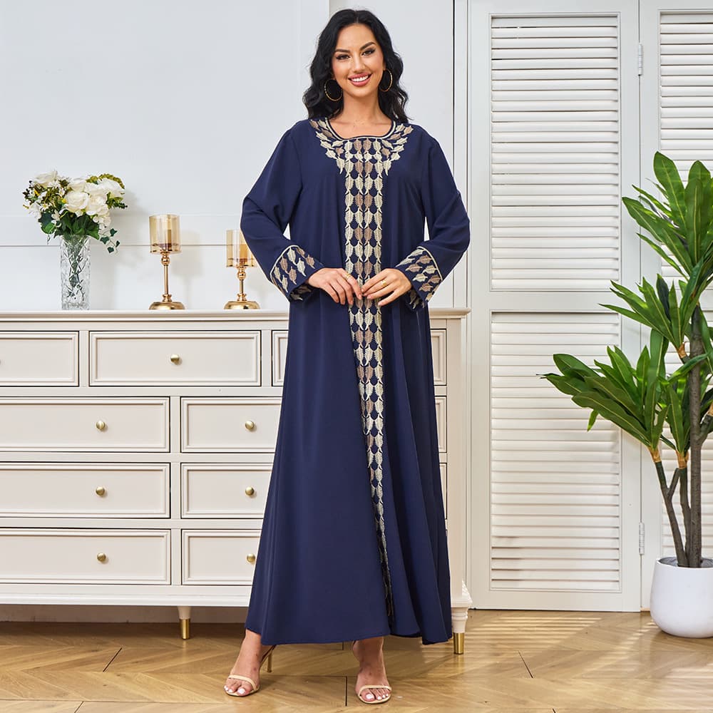 MT348 New Women's Fashion Embroidered Long Robe Dress for Export