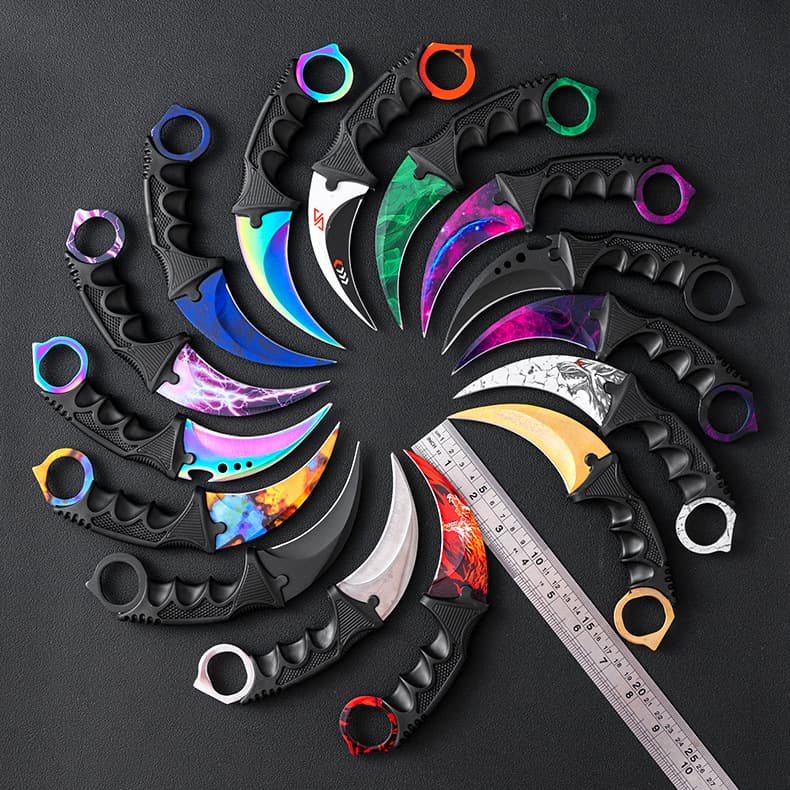 Factory Wholesale Direct Sale Karambit Knife CSGO Game Style Claw Knife Curved Knife Toy Knife Outdoor Camping Self-Defense Small Knife