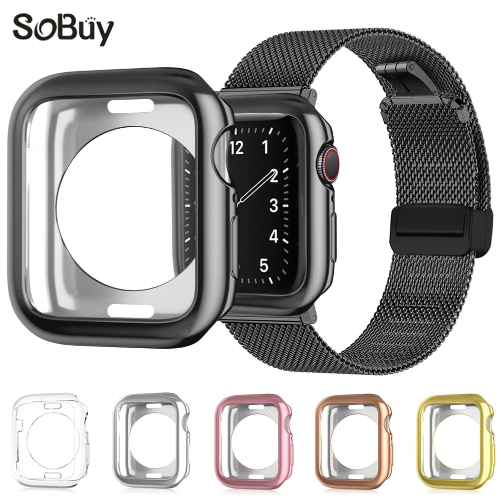 Compatible with Apple Watch 10 Case, Apple Watch 9 Protective Cover, iWatch 8/7/6 TPU Electroplated Case