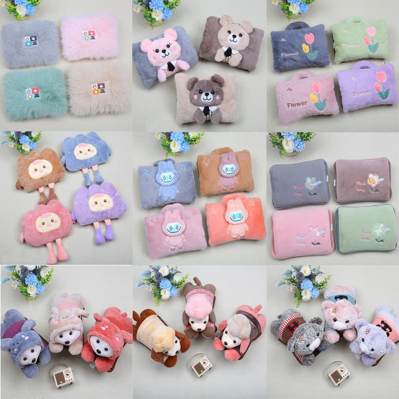 Hot Water Bag Charging Version, Cartoon Plush Hand Warmer, Removable and Washable Explosion-Proof, Auto Power Off Electric Warmer Wholesale