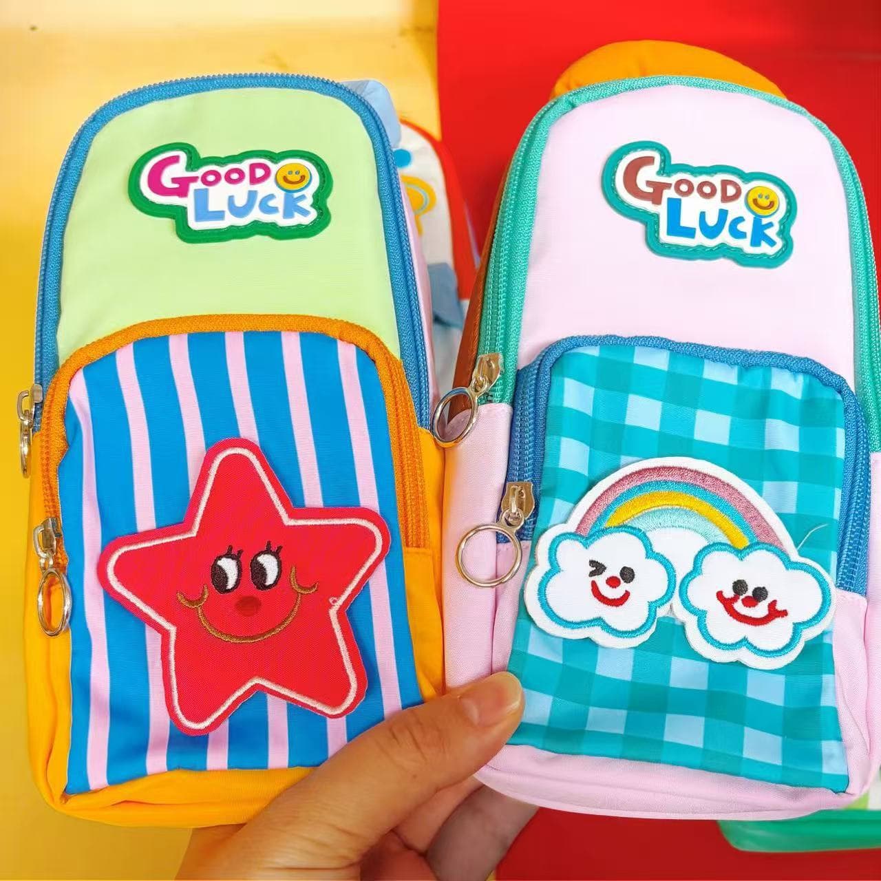 Sanrio small school bag pencil bag cute star contrast color stationery bag large capacity pencil bag student stationery storage bag