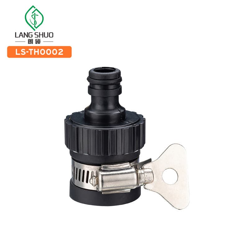 Plastic Nipple 4-Part Connector Black Water Gun Connector Water Pipe Fittings Water Tap Connection
