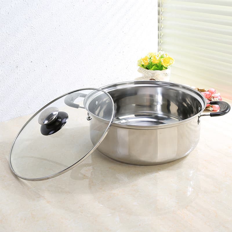 Stainless steel soup pot with lid, food grade thickened stainless steel pot, household cooking pot, induction cooker, gas universal