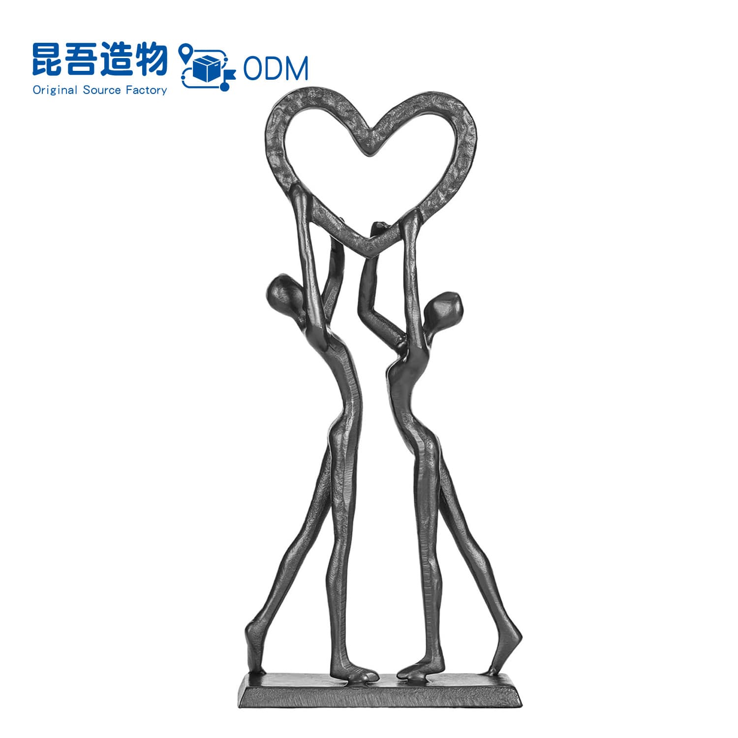 Cast iron hands raising hearts couple ornaments modern creative metal crafts character statues Valentine's Day wedding gift