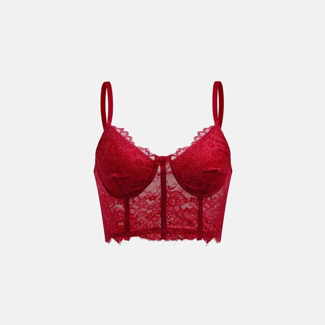 Cross-Border Streetwear Hollow-Out Simple Ins-Style Lace Eyelash Multi-Color Sexy Corset Camisole Top