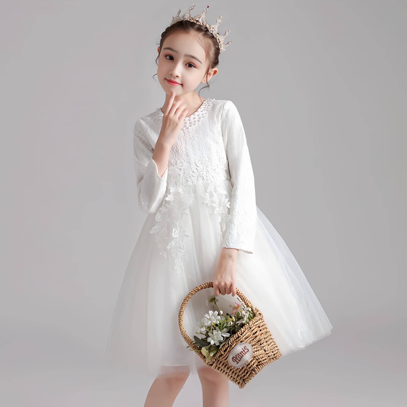 New Girls Dress Children's Clothing Mesh Princess Dress Flower Girl Piano Performance Suit