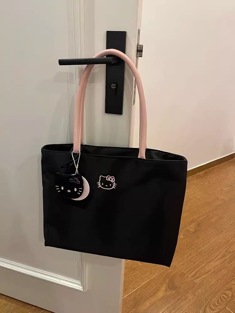 Large Capacity Cat Embroidered Handbag, Cute and Exquisite Commuter Bag, 2025 New Lightweight Underarm Shoulder Bag for Women