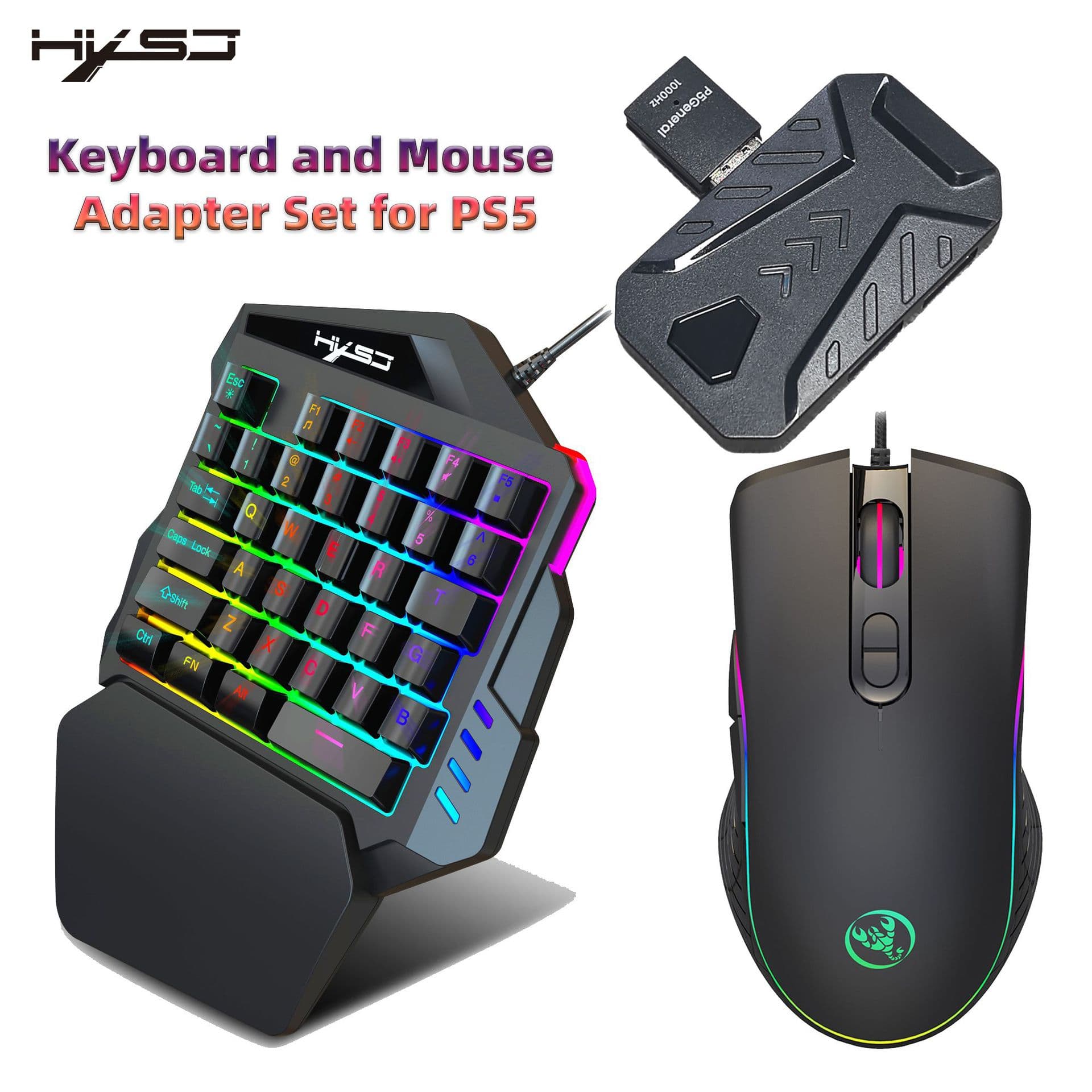 Keyboard and Mouse Converter Adapter Set for PS5 Console, Supports Game Controller, Factory Stock Available