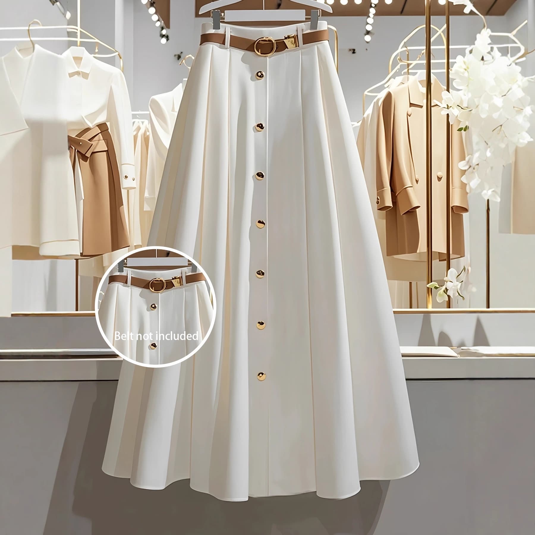 Cross-border women's skirt European and American Amazon casual French simple romantic elegant style slimming high waist skirt