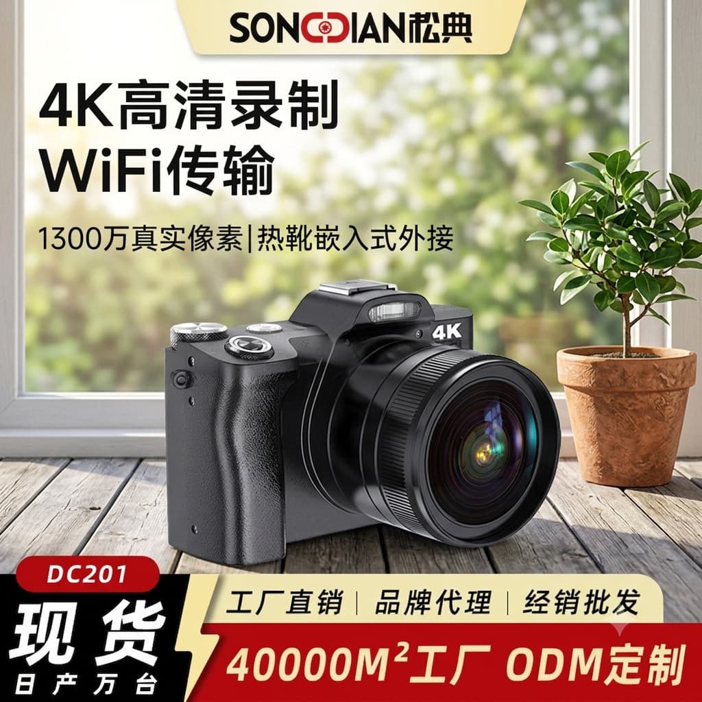 Songdian DC201 Mirrorless Camera Student Entry-Level HD Digital Camera for Girls Travel Vlog Video Recorder