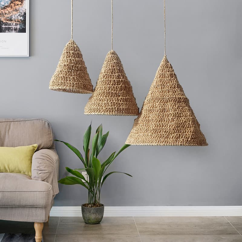 Nordic Creative Hand-woven Hemp Rope Lampshade Hanging Ornament Bohemian B&B Lampshade Pendant Hand-woven