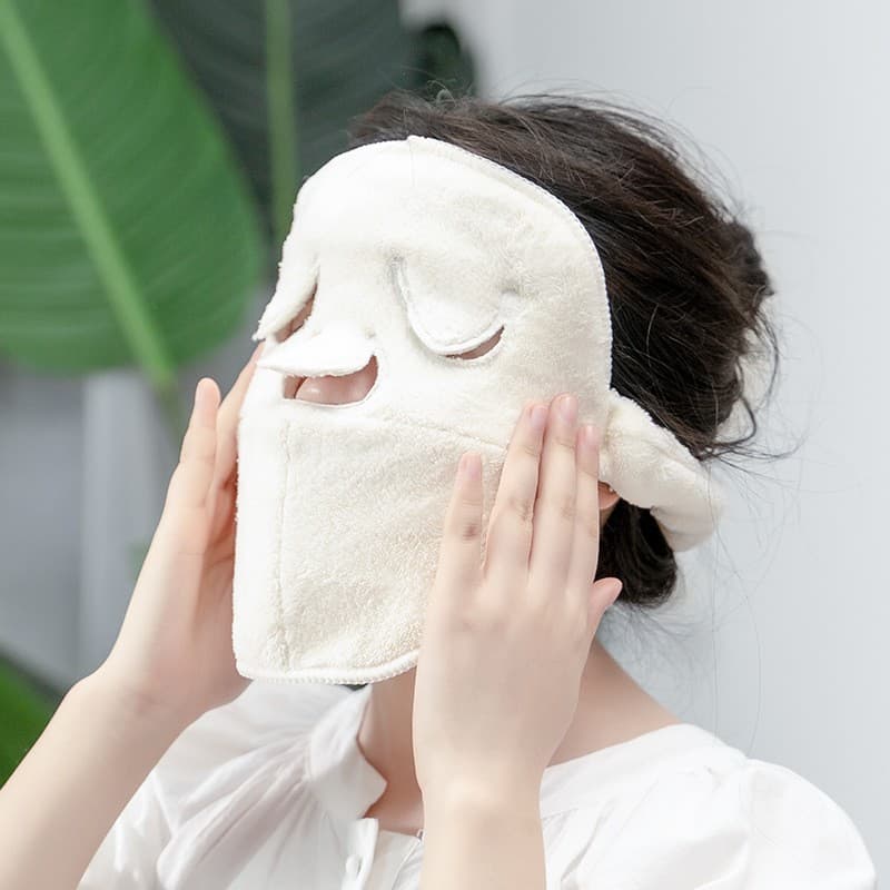 Cross-border facial towel, hot compress face mask, towel to open pores, thickened moisturizing, beauty salon hot compress face mask, three-hole face towel