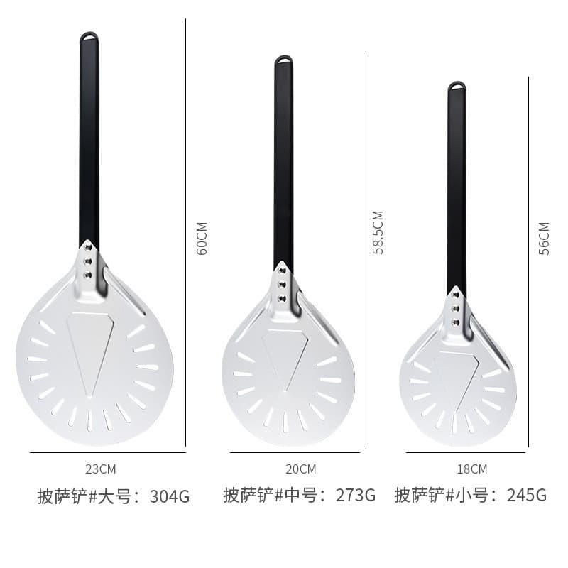 In Stock 7/8/9/10 Inch Round Perforated Anodized Hard Film Pizza Peel Short Handle Oven Turning Transfer Shovel