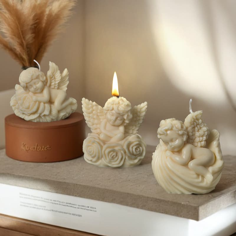 Rose Angel Scented Candle Silicone Mold Shell Angel Aromatherapy Stone Silicone Mold Cross-Border Factory Source