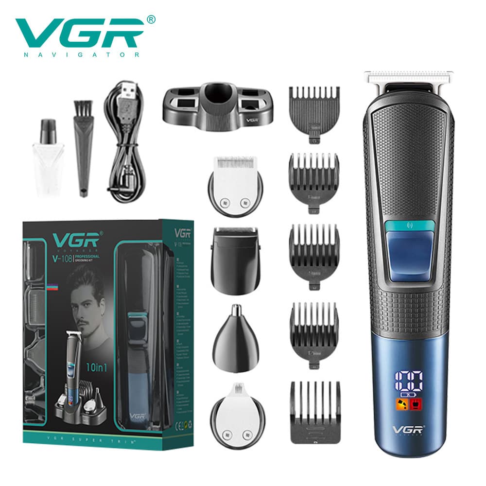 VGR108 Cross-border New Electric Nose Hair Trimmer Sideburn Cutter Set 5-in-1 Multifunctional Hair Clipper