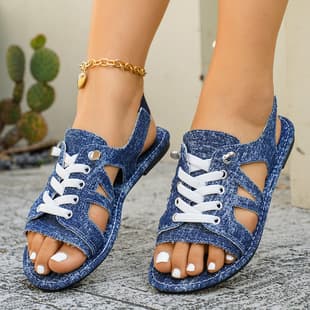 Cross-border Trade Casual Flat Elastic Band Women's Sandals 2026 New Style Versatile Comfortable Cross Strap Sandals