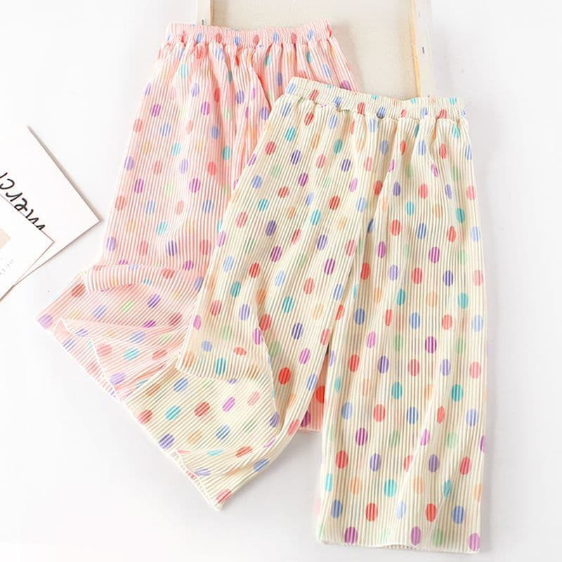 Girls' Summer New Fashion Kids Polka Dot Pants Wide-Leg Loose Casual Straight-Leg Trousers