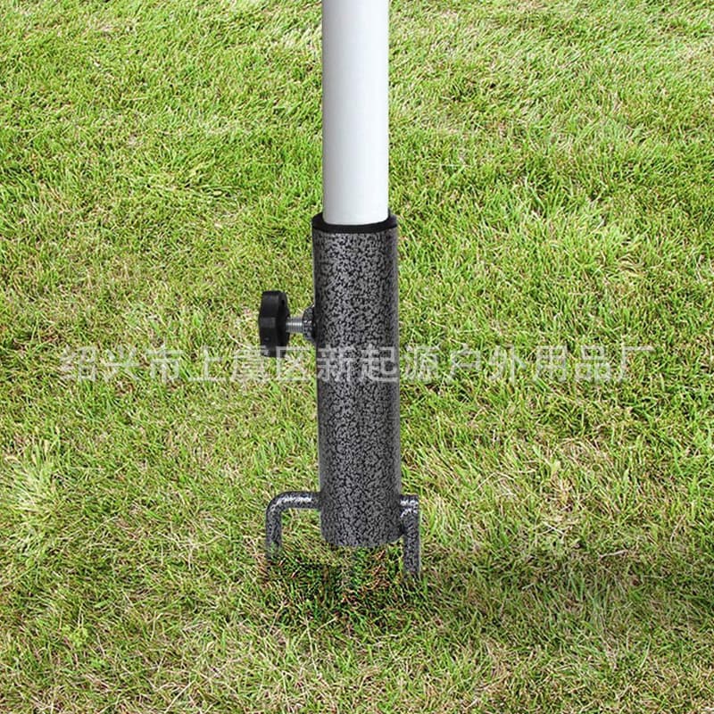 Multi-Purpose Fishing Umbrella Ground Fork Sun Umbrella Ground Insert Beach Umbrella Base Canopy Ground Insert Two-Leg Peg Black Steel Umbrella Insert