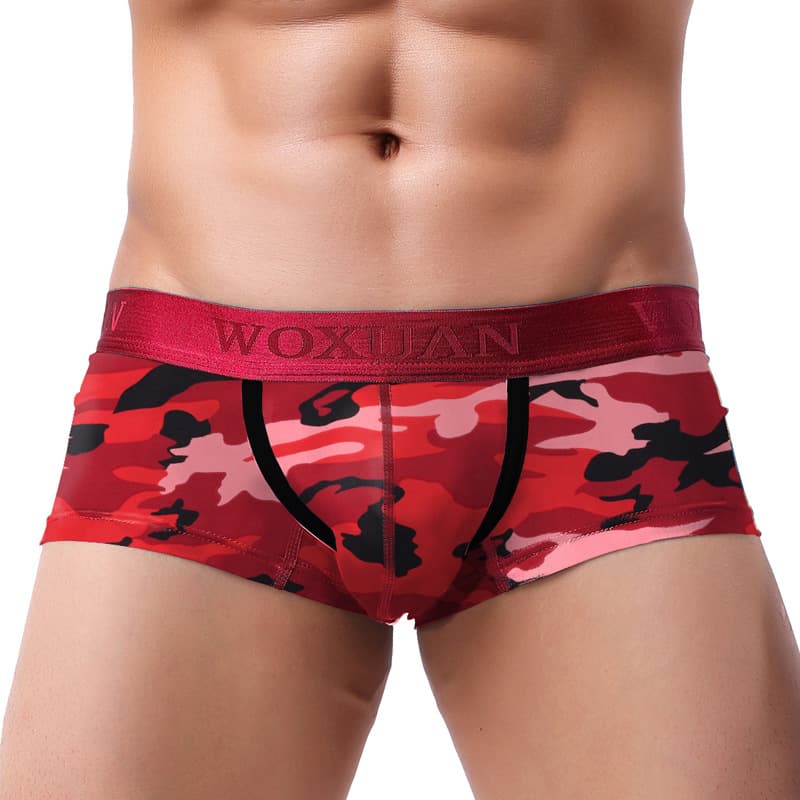 Men's New Low-Rise Boxer Briefs Trendy Youth Low-Rise Sexy Shorts Classic Print Camouflage Boxers