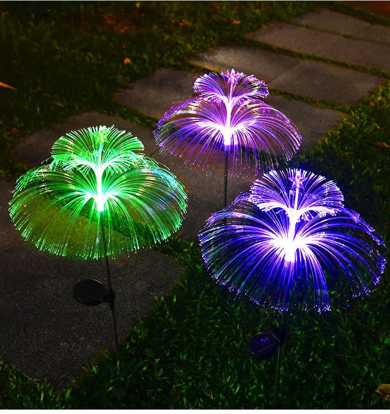 Solar Colorful Fiber Optic Jellyfish Ground Insert Light Outdoor Garden Villa Lawn Reed Lamp Decorative Landscape Light