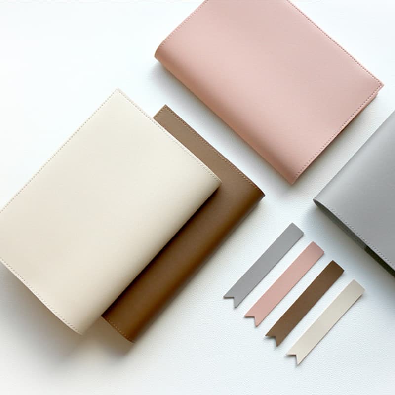 Popular Korean PU leather book cover, minimalist design, suitable for notebooks and notepads with removable covers.