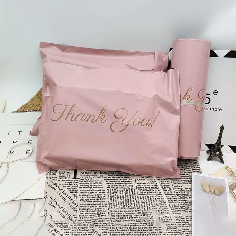 Cross-Border Thickened 12 Silk Express Bag Hot Stamping Thank You Pink Express Bag Waterproof Bag Thickened Logistics Express Bag