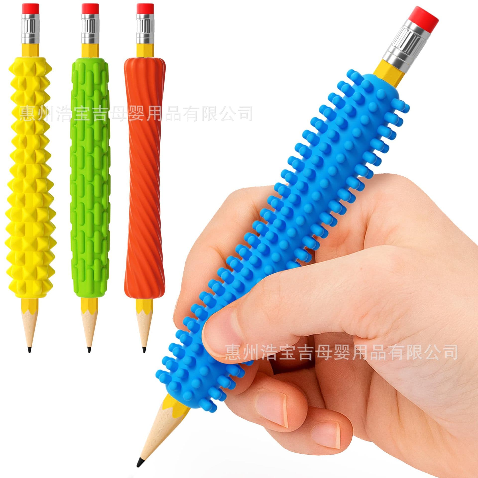 4-Pack Textured Silicone Pencil Holders Tactile ADHD and Autism Anxiety Relief for Kids and Adults