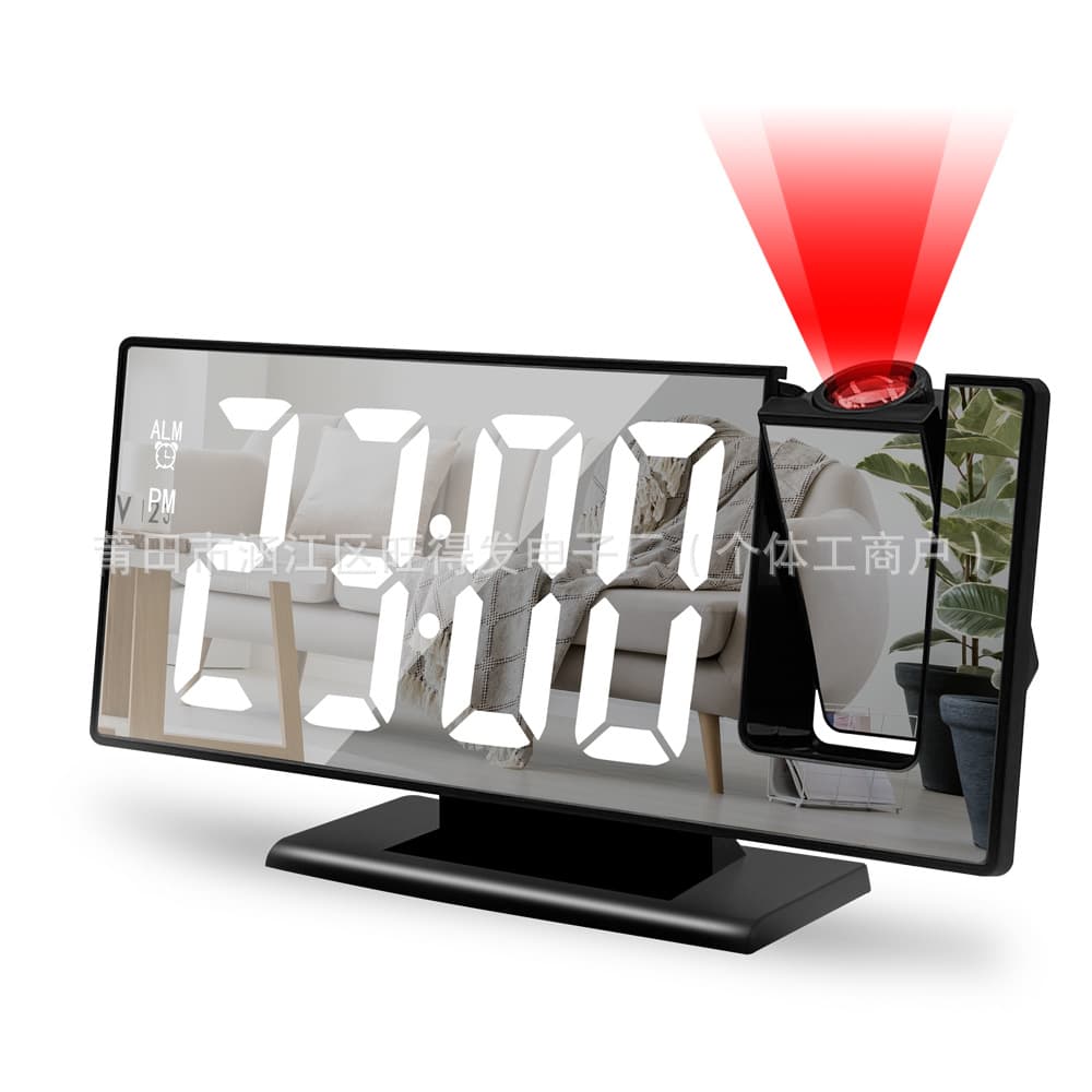 ✅Projection alarm clock with mirrored large screen display, silent snooze electronic clock, multi-functional intelligent digital luminous table clock