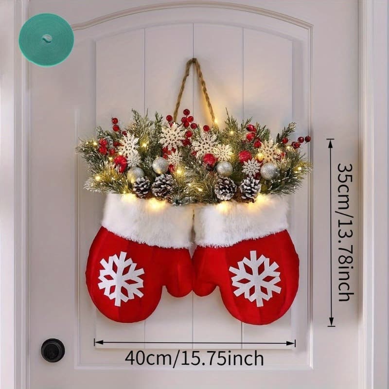 Cross-border new product Twinkling Christmas wreath twinkling Christmas glove wreath Christmas wreath