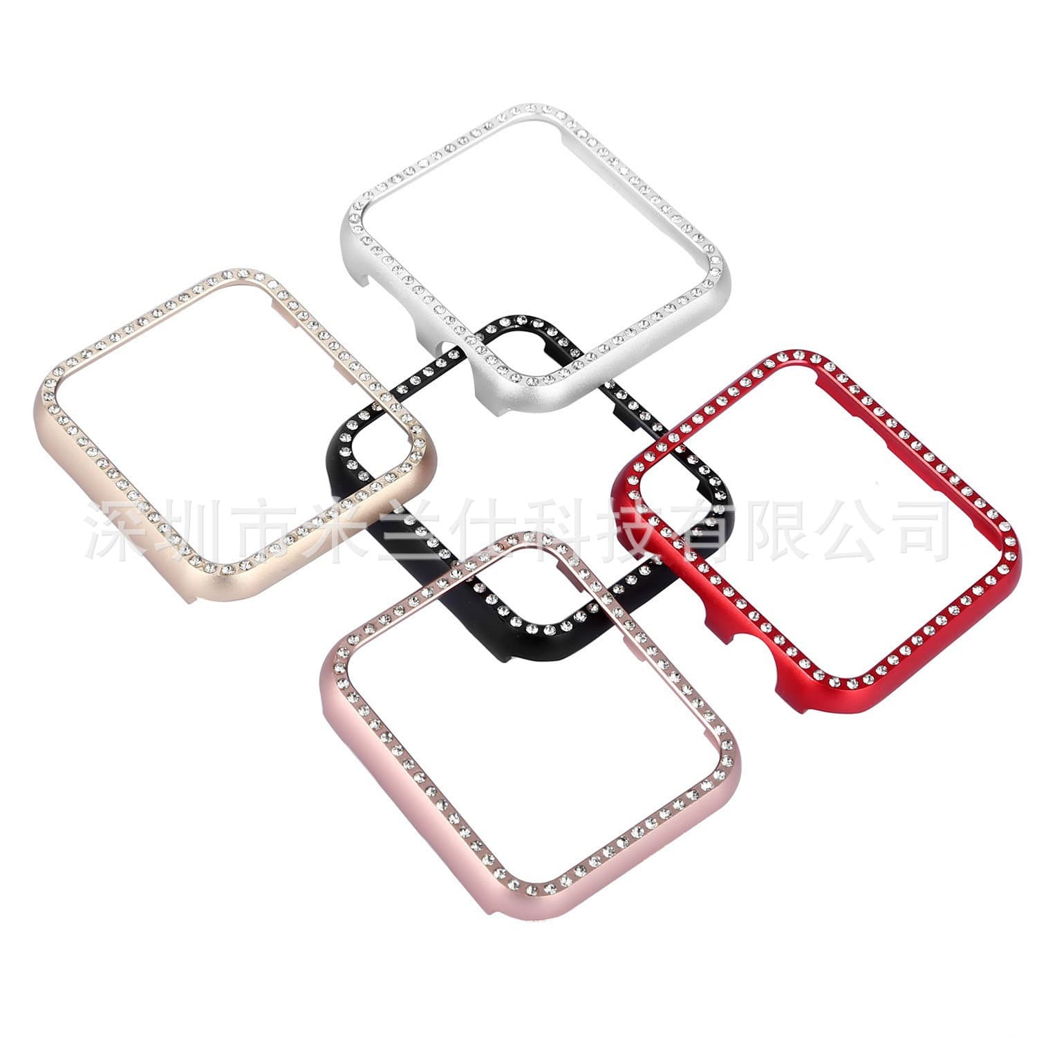 Fashionable Aluminum Alloy Diamond-Inlaid Metal Frame Case for Apple Watch Series 6-10 and S11