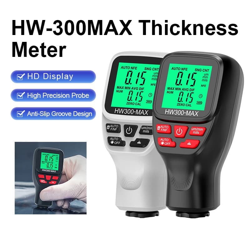 HW300-MAX High-Precision Thickness Gauge Anti-Slip Paint Film Meter Dry Film Thickness Tester