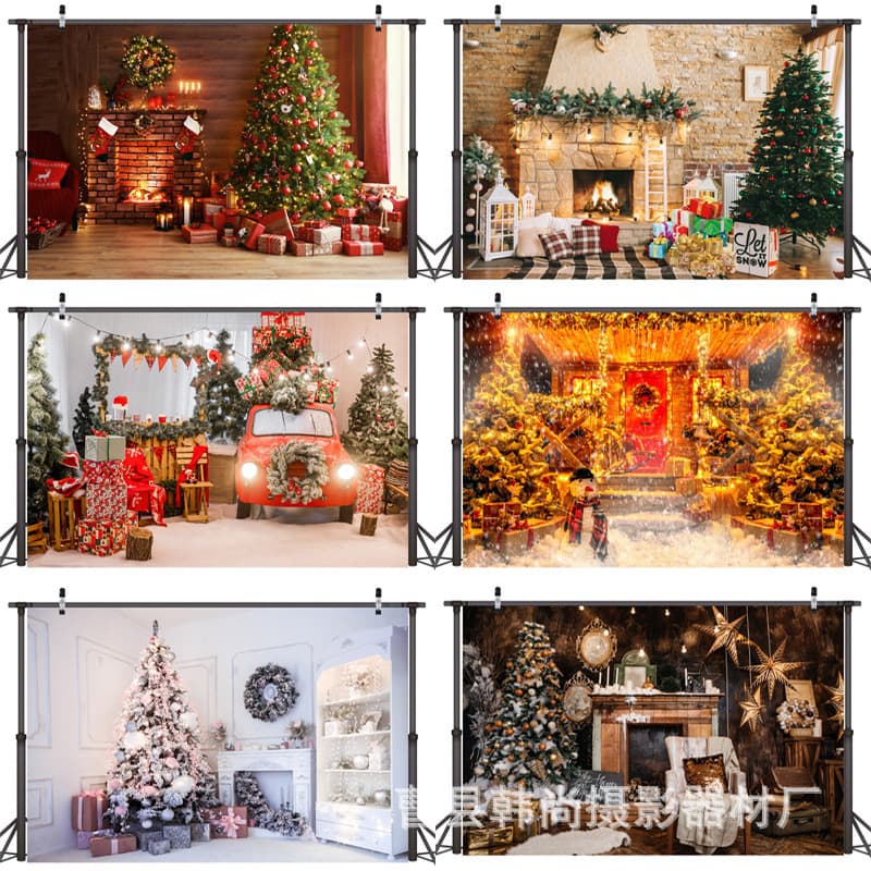 New Cross-border Christmas Background Cloth Baby Photography Studio Backdrop Photo & Video Background Direct from Factory