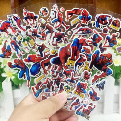 Spider-Man stickers, bubble stickers, 3D cartoon stickers for kids.