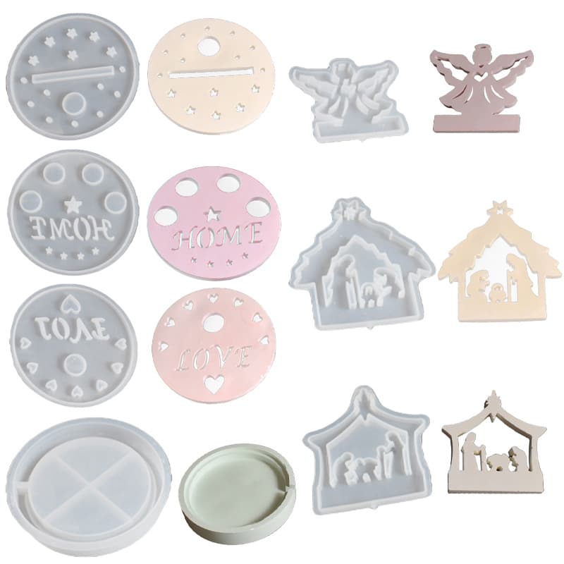 Round Love & Home Base Angel Jesus House Plug-In Aromatherapy Candle Candle Holder Table Decoration Silicone Mold