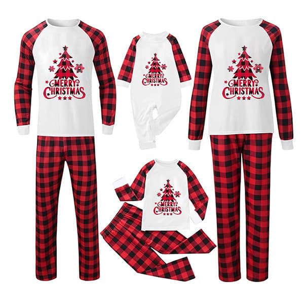Amazon European and American parent-child loungewear AliExpress Christmas homewear parent-child set plaid patchwork family outfit