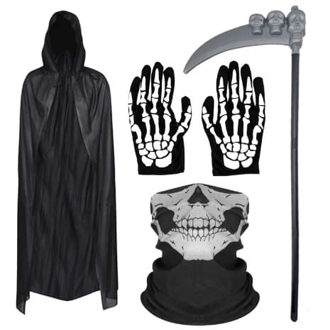 Halloween Adult Cos Death Sickle Dress Up Costume Props Death Black Cloak Cloak Suit